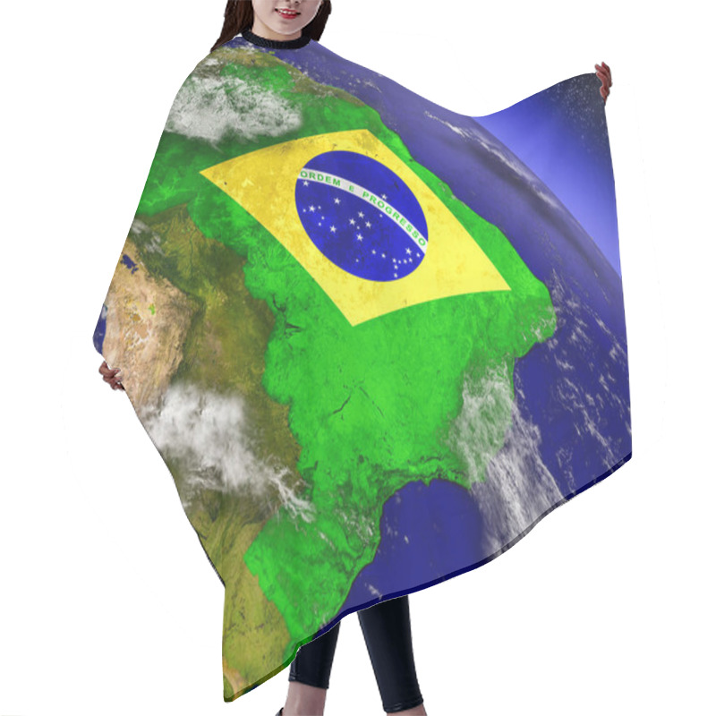 Personality  Brazil With Embedded Flag On Earth Hair Cutting Cape