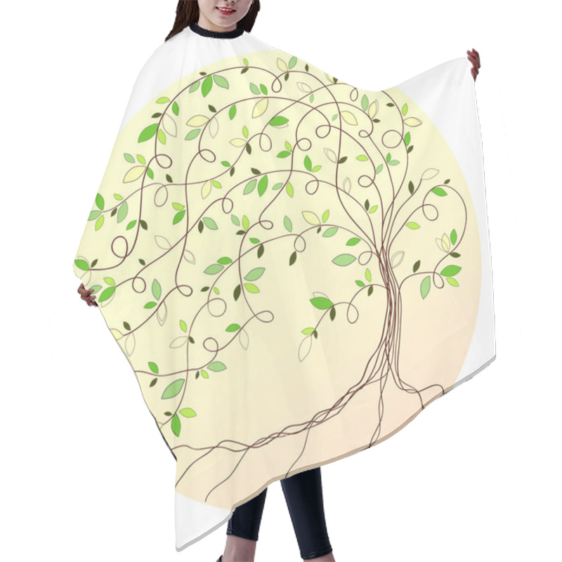 Personality  Stylized Vector Green Tree Hair Cutting Cape