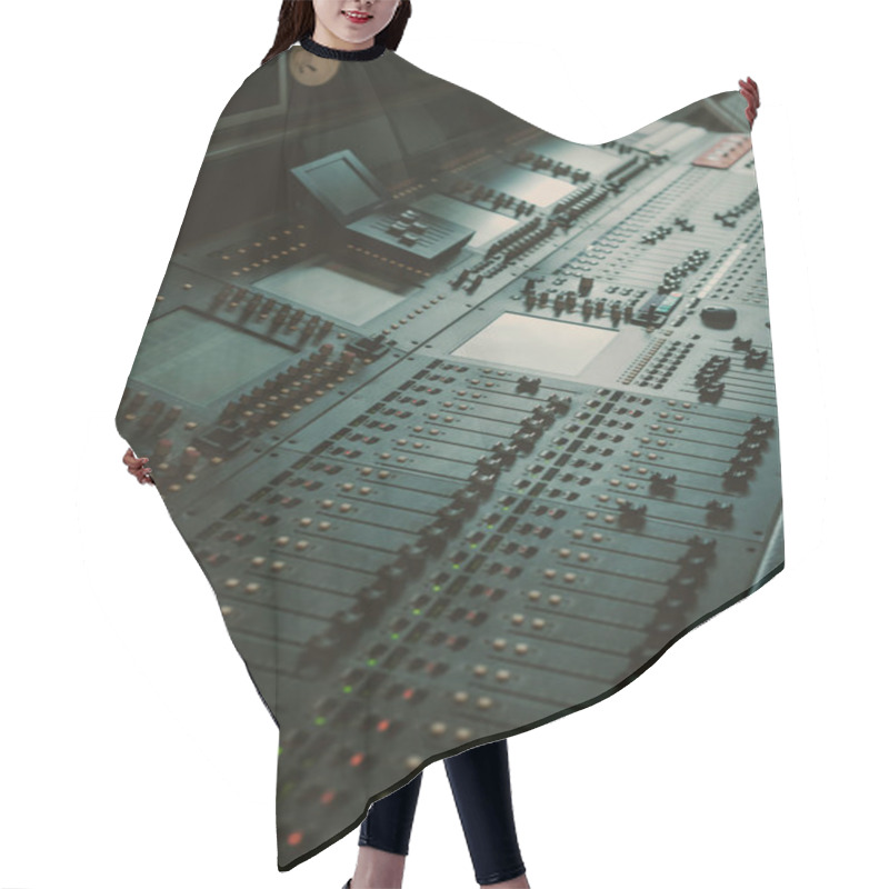 Personality  Modern Analog Graphic Equalizer At Sound Recording Studio Hair Cutting Cape