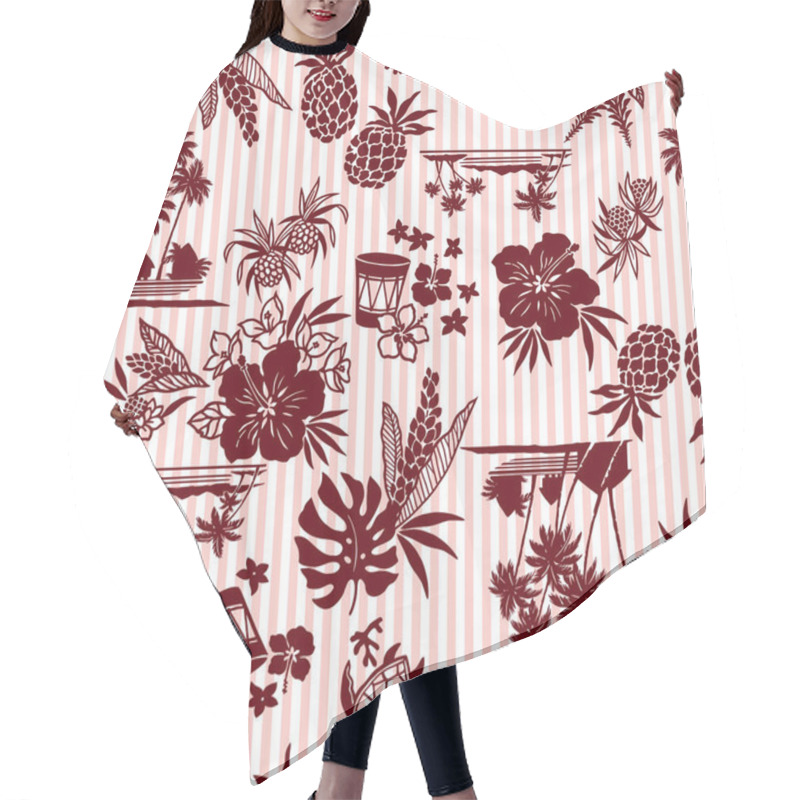 Personality  Hibiscus And Pineapple Pattern Hair Cutting Cape