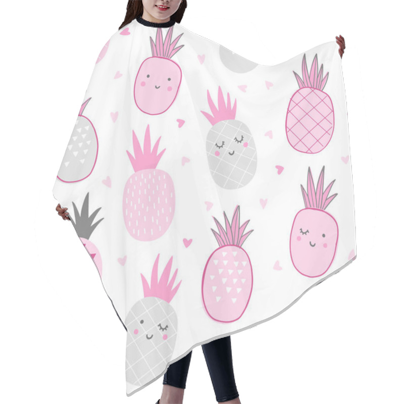 Personality  Cute Background With Cartoon Pineapples, Vector Illustration Hair Cutting Cape