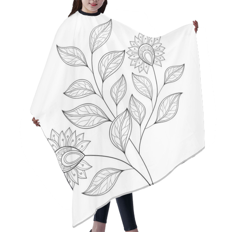 Personality  Beautiful Monochrome Contour Flower Hair Cutting Cape