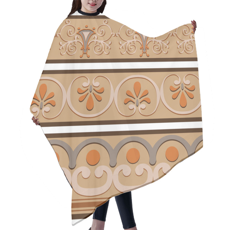 Personality  Set Of Ancient Roman Ornaments  Border Patterns. Hair Cutting Cape