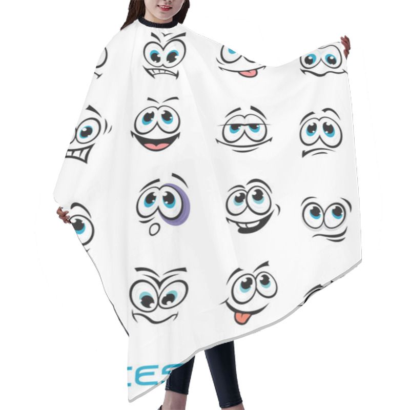 Personality  Cartoon Faces Set With Many Emotions Hair Cutting Cape