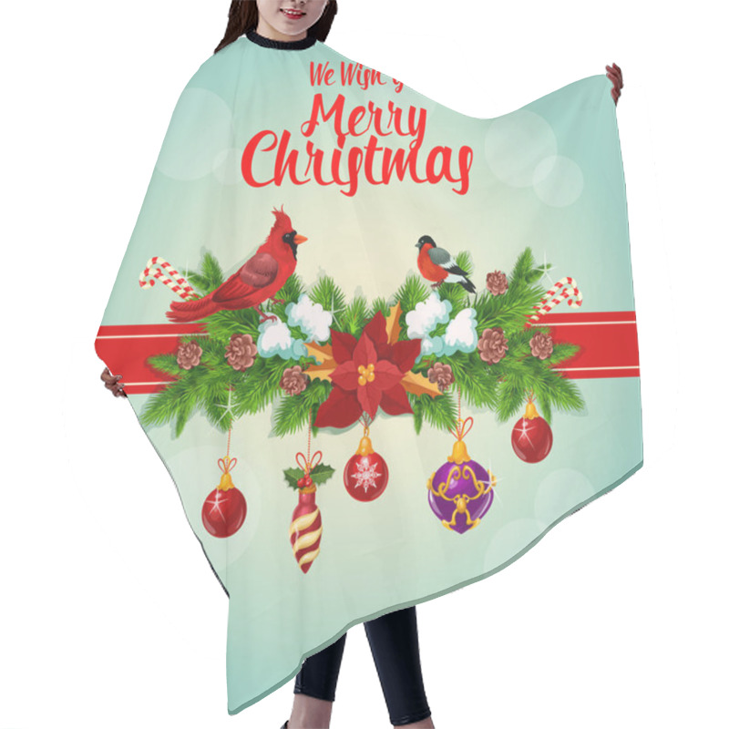 Personality  Merry Christmas Holly Garland And Cardinal Birds Hair Cutting Cape