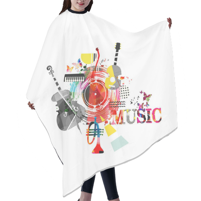 Personality  Abstract Musical Instruments On White Background, Musical Banner Hair Cutting Cape