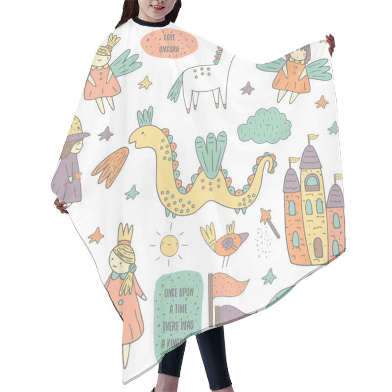 Personality  Cute Hand Drawn Doodle Fairy Tale Objects Hair Cutting Cape