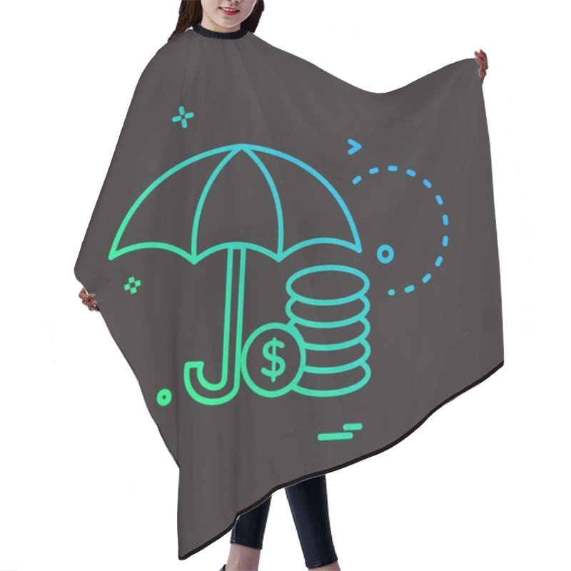 Personality  Umbrella Coins Dollar Icon Vector Design Hair Cutting Cape