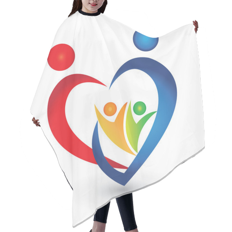 Personality  Family Union In A Heart Shape Logo Vector Hair Cutting Cape