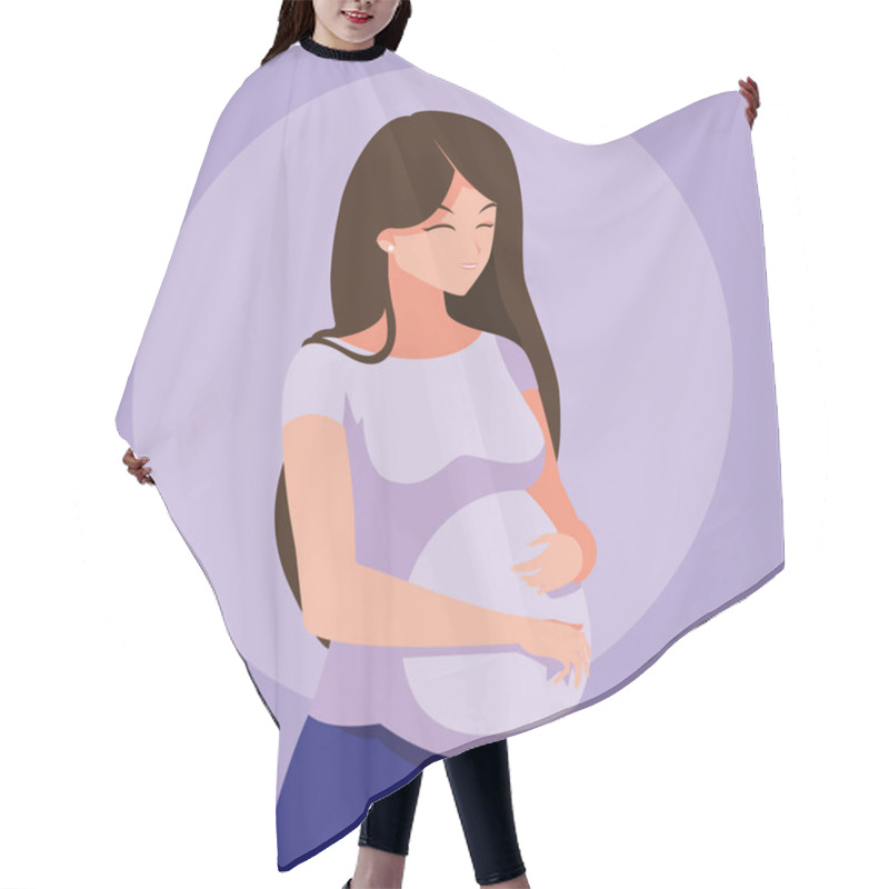 Personality  Pregnant Young Woman Avatar Character Hair Cutting Cape