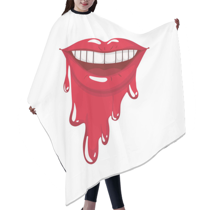 Personality  Female Mouth Dripping Isolated Icon Hair Cutting Cape