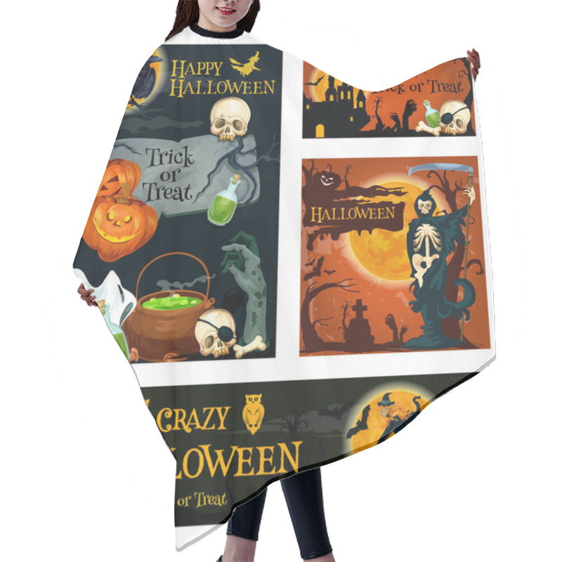 Personality  Halloween Holiday Trick Or Treat Night Banner Hair Cutting Cape