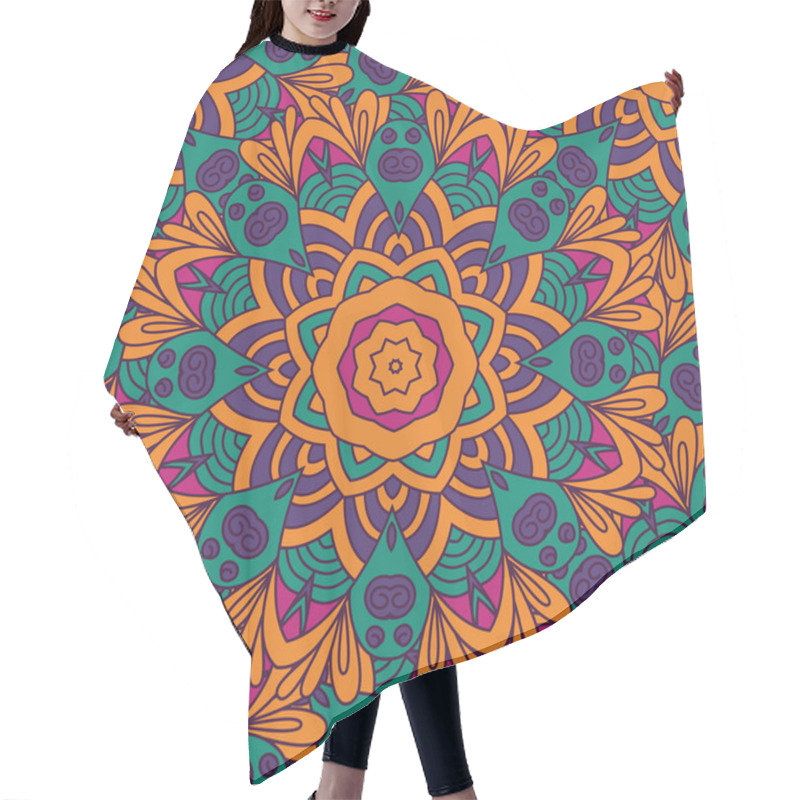 Personality  Seamless  Vector  Background With Mandala. Hair Cutting Cape