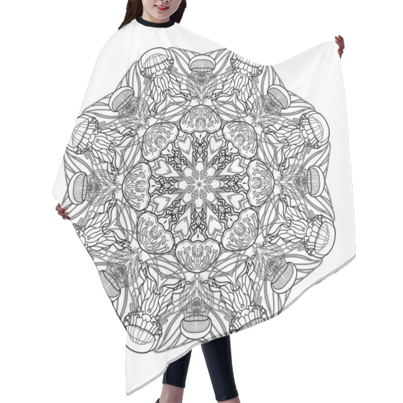 Personality  Graphic Coral Circle Ornament Hair Cutting Cape