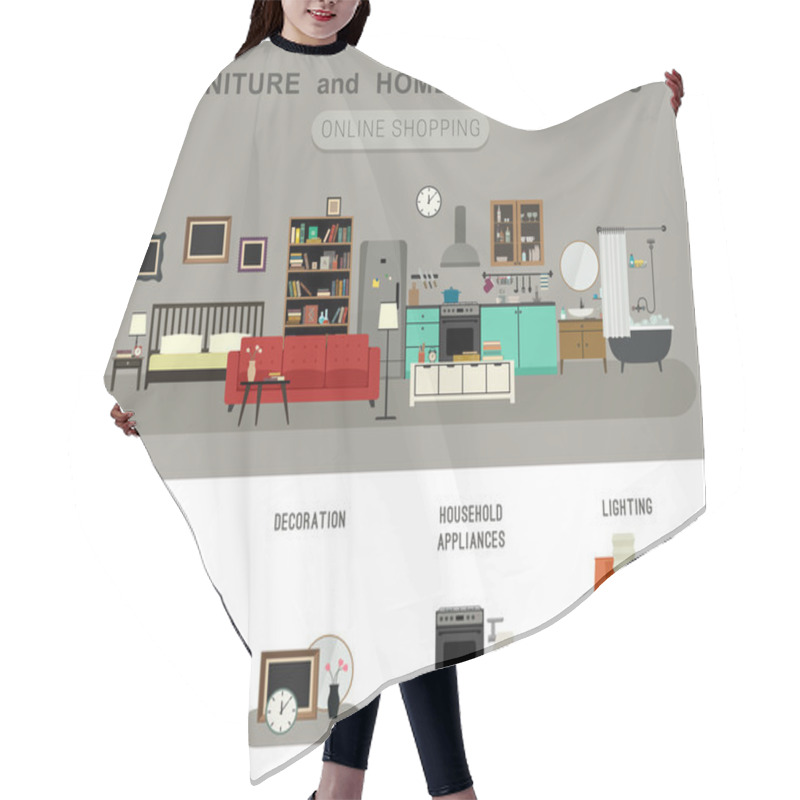 Personality  Furniture And Home Accessories Banner. Hair Cutting Cape