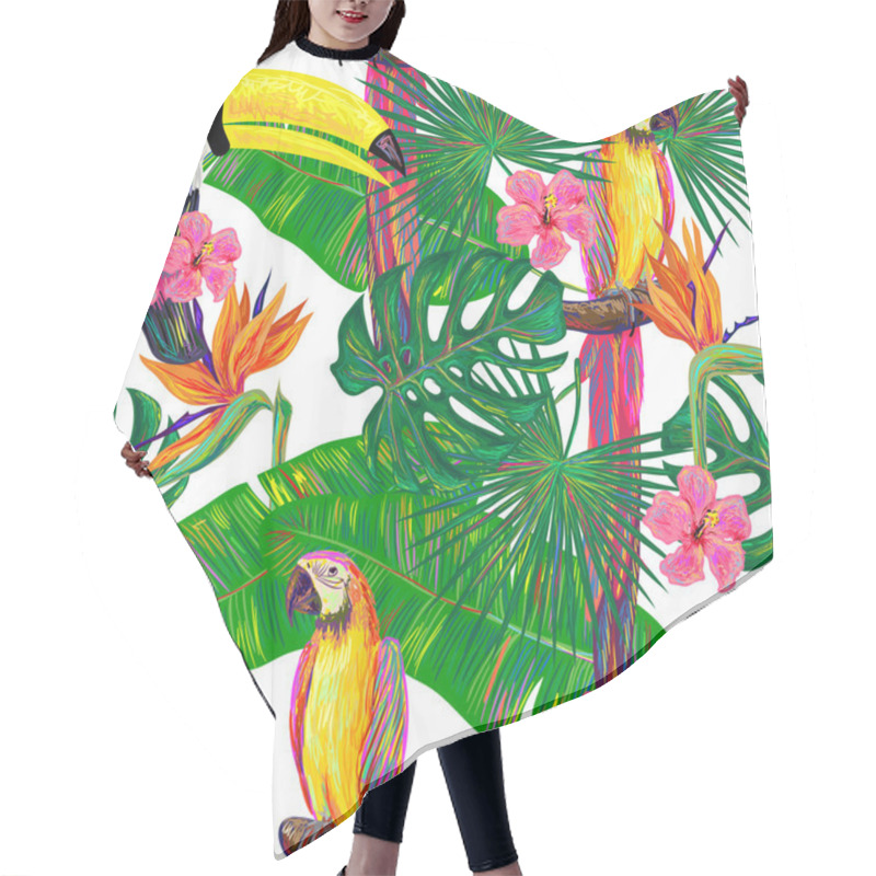 Personality  Pattern With Toucans And Parrots Hair Cutting Cape