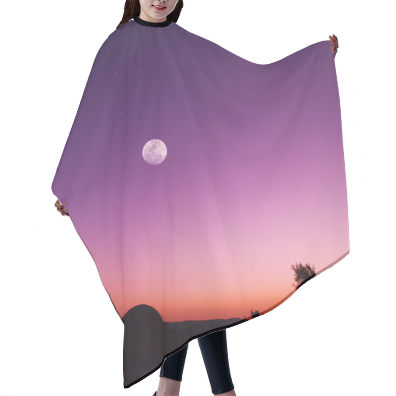 Personality  Full Moon Night Tropical South Landscape With Silhouettes Hair Cutting Cape