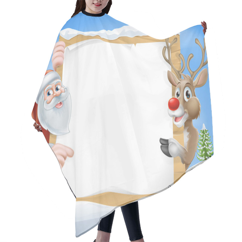 Personality  Christmas Reindeer And Santa Sign Hair Cutting Cape