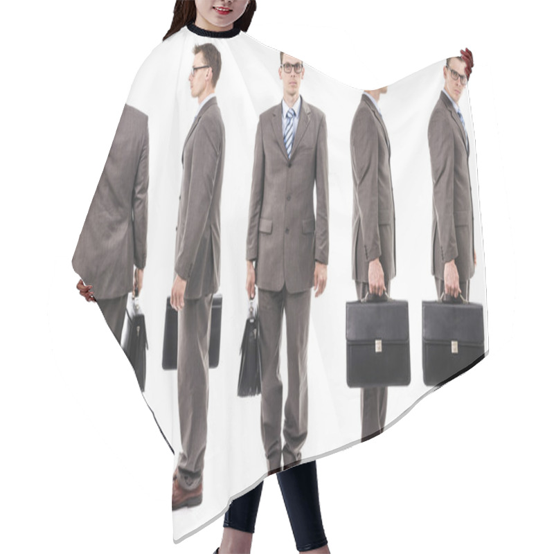 Personality  Businessman With Suitcase From All Sides Hair Cutting Cape