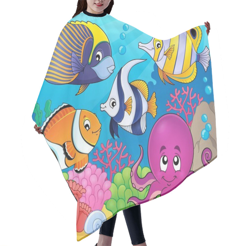 Personality  Coral Fauna Theme Image 7 Hair Cutting Cape