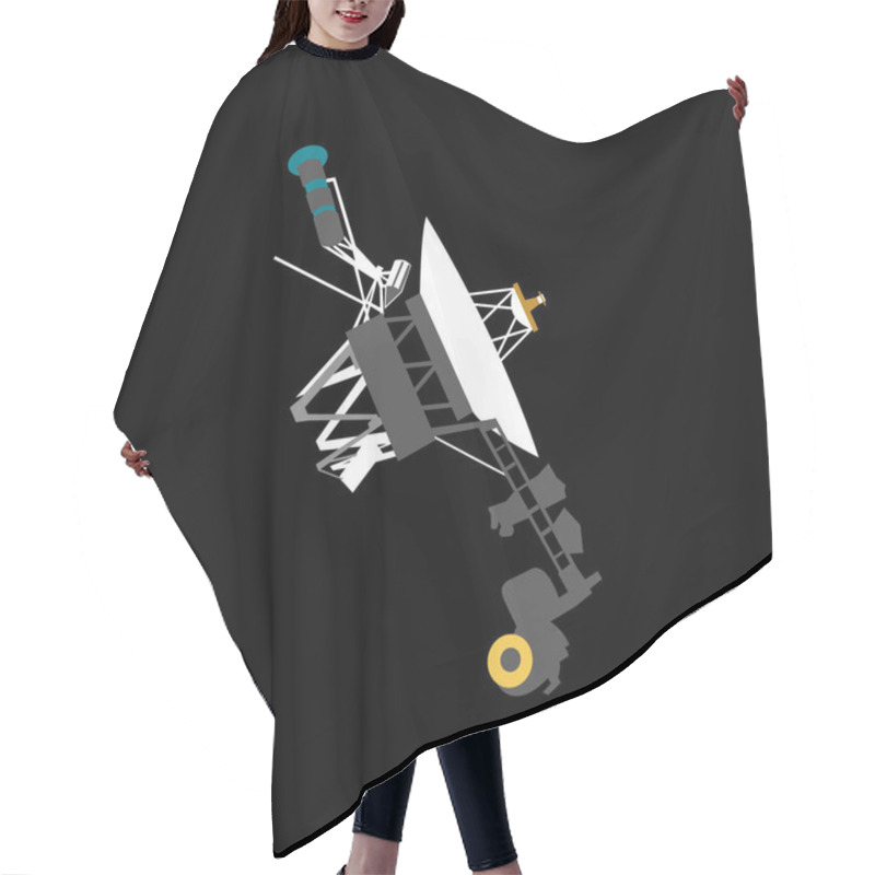 Personality  Spacecraft Voyager 1 In Cartoon Style 2d. Vector Hair Cutting Cape