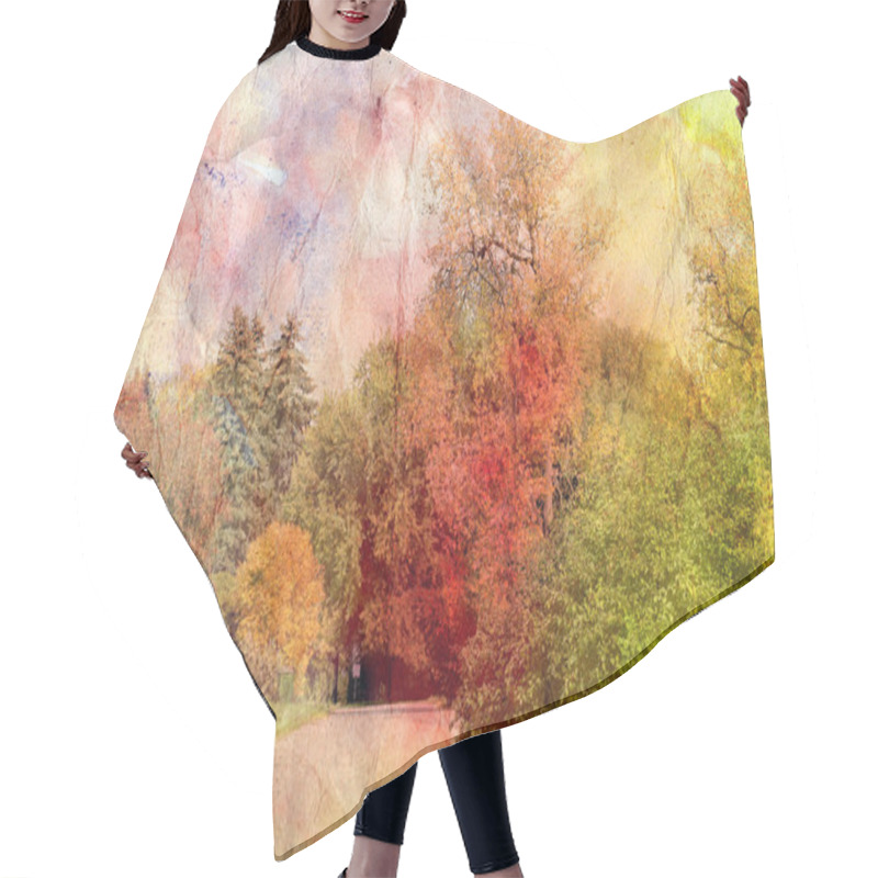 Personality  Retro Autumn Landscape Hair Cutting Cape