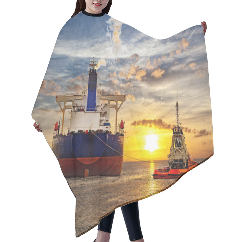 Personality  Tanker Ship And Sunset Hair Cutting Cape