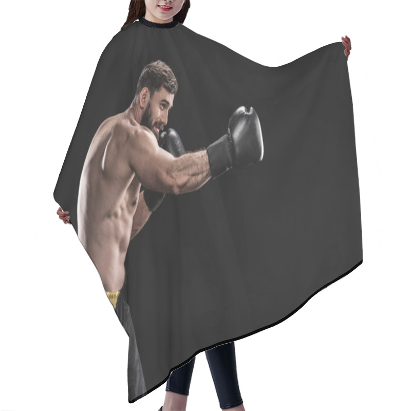 Personality  Sportsman In Boxing Gloves  Hair Cutting Cape