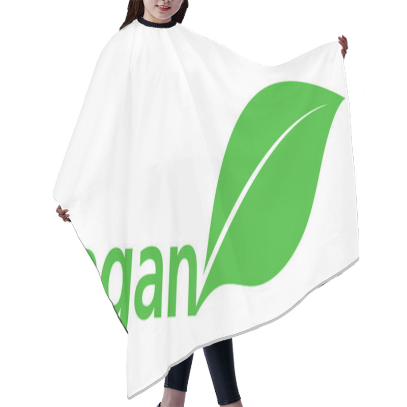 Personality  Vegan Logo With A Single Fresh Green Leaf Hair Cutting Cape