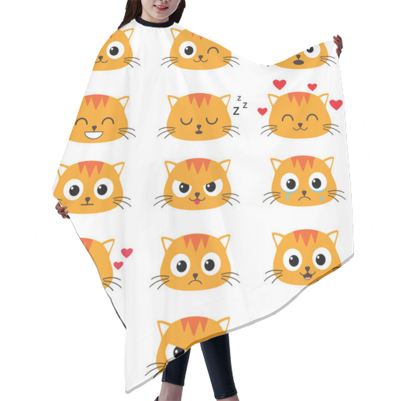 Personality  Set Of Cute Cartoon Cat Emotions Hair Cutting Cape