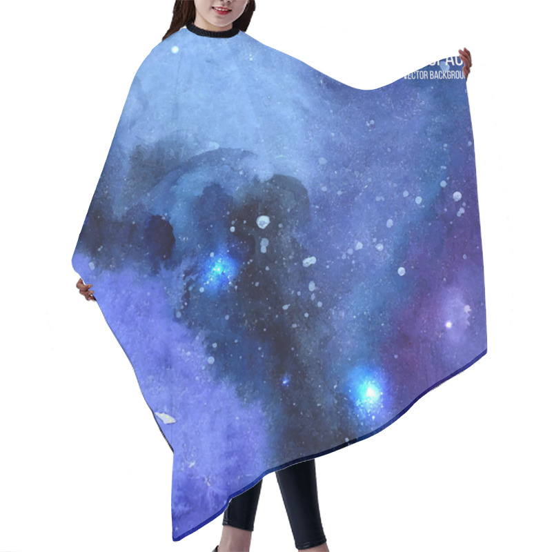 Personality  Watercolor Night Sky Background With Glowing Stars. Space Texture With Paint Strokes And Swashes. Vector Illustration. Hair Cutting Cape