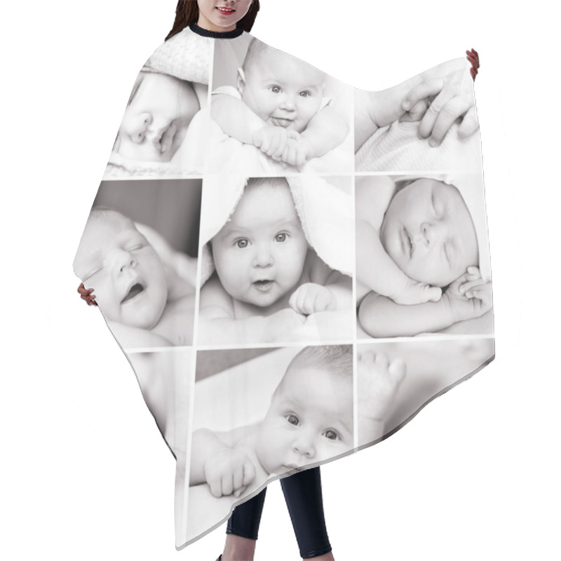 Personality  Black-and-white Baby's Photos Hair Cutting Cape