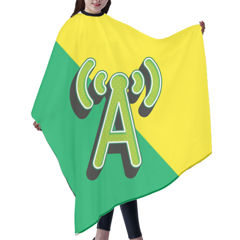 Personality  Antenna Green And Yellow Modern 3d Vector Icon Logo Hair Cutting Cape