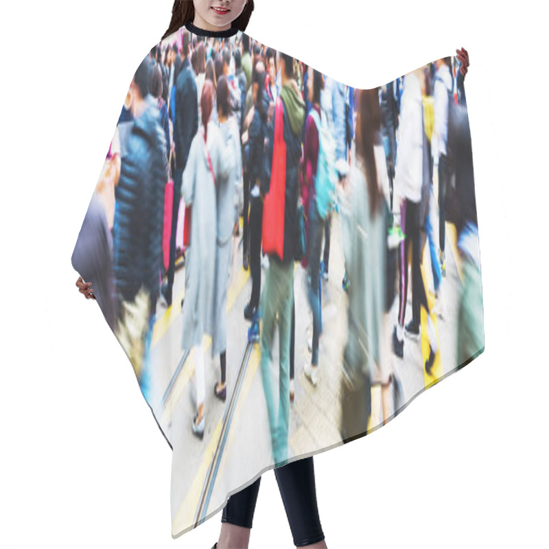 Personality  People Crossing A Street In Hong Kong With Motion Blur Hair Cutting Cape