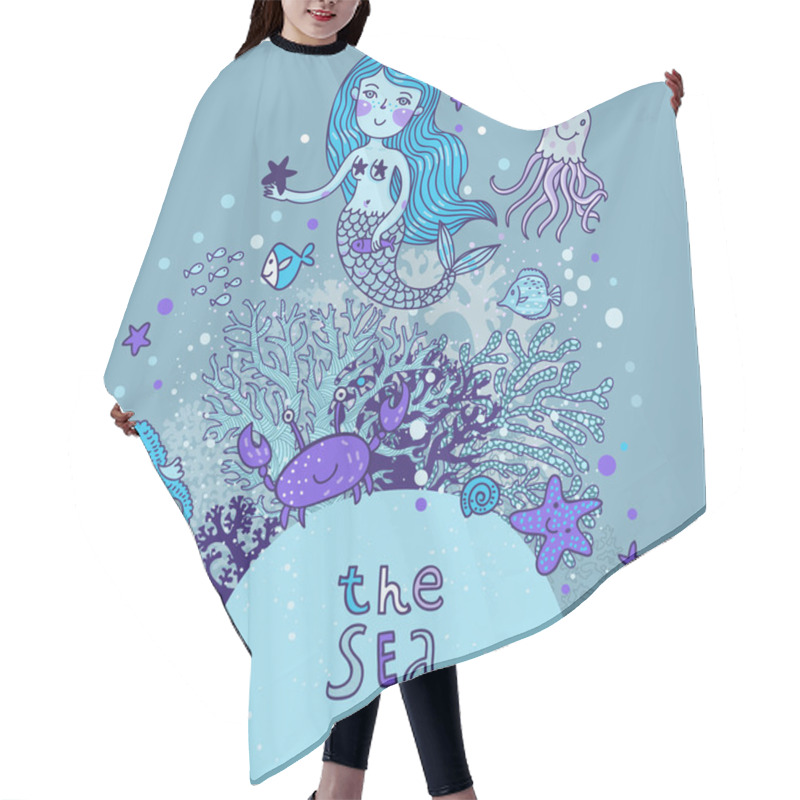 Personality  The Sea  Bright Cartoon Card Hair Cutting Cape