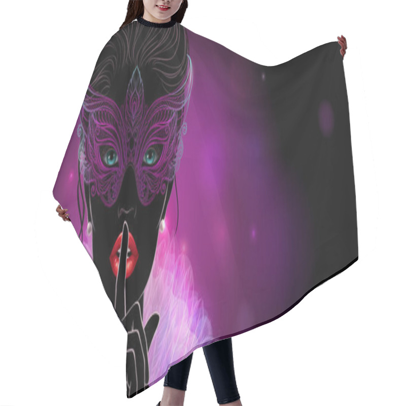 Personality  Silhouette Of A Mysterious Lady In Carnival Mask Hair Cutting Cape