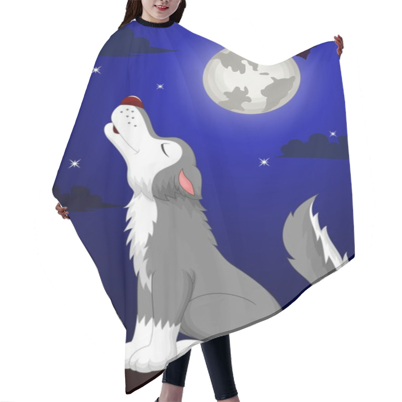 Personality  Wolf Cartoon Howling Hair Cutting Cape