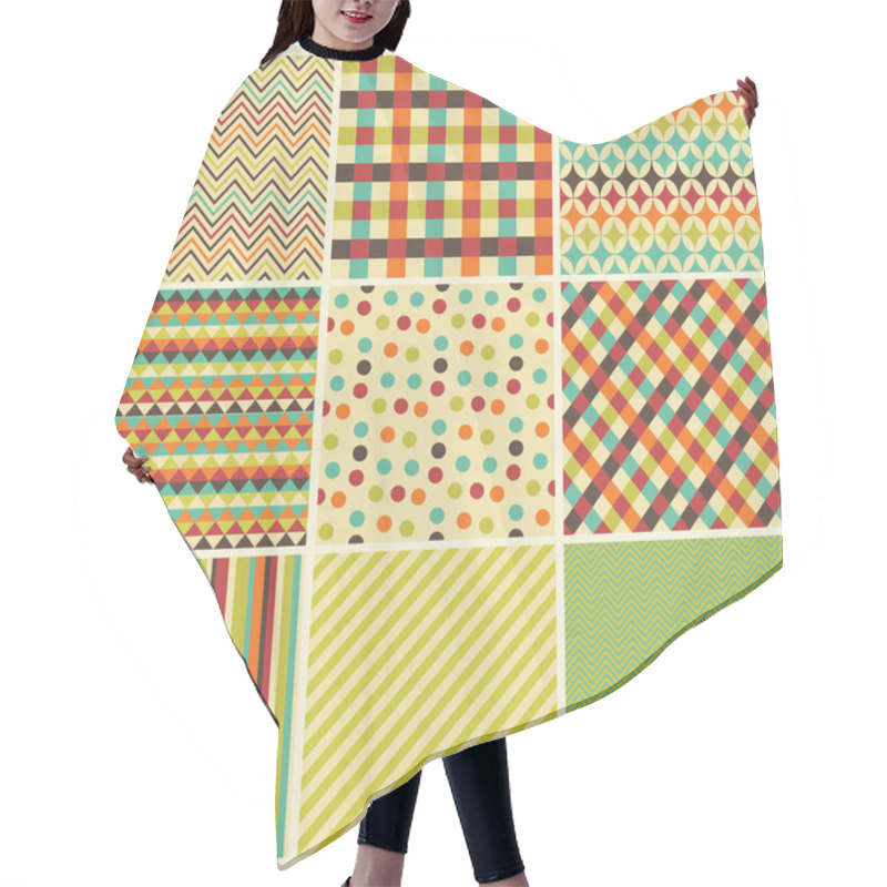 Personality  Seamless Geometric Hipster Background Set. Hair Cutting Cape