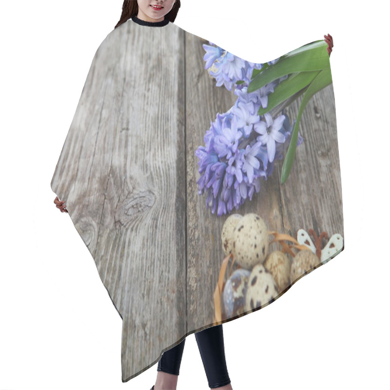 Personality  Easter Composition With Quail Eggs And Hyacinth Hair Cutting Cape