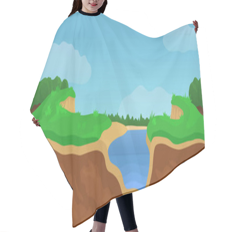 Personality  Summer Landscape With River Fields And Forest Hair Cutting Cape