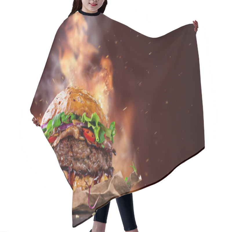 Personality  Delicious Hamburger On Wood Hair Cutting Cape