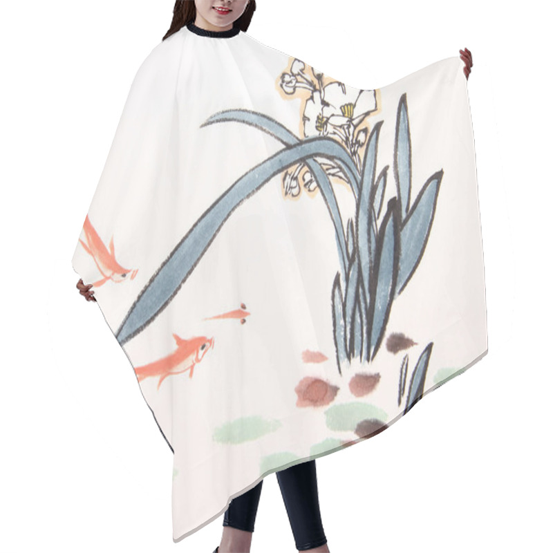 Personality  Ink Orchid Drawing Hair Cutting Cape