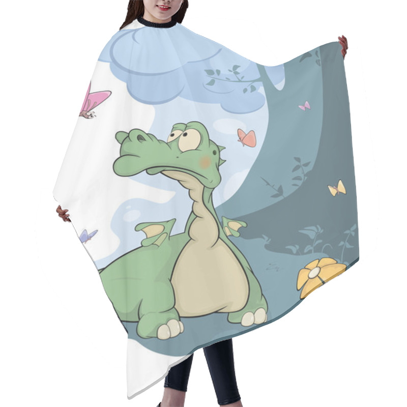 Personality  Little Dragon And Butterflies. Cartoon Hair Cutting Cape