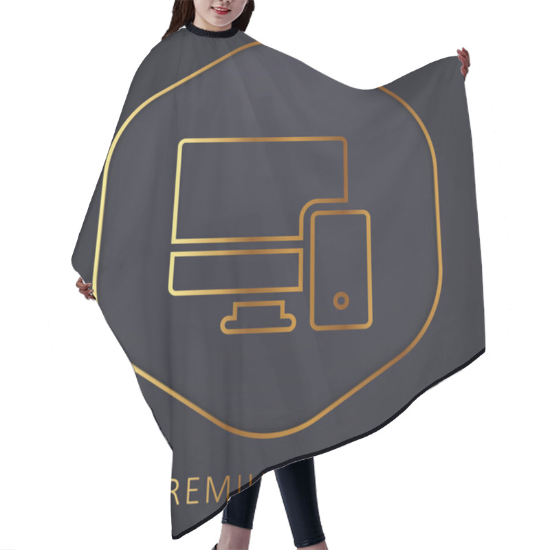 Personality  Adaptive Golden Line Premium Logo Or Icon Hair Cutting Cape