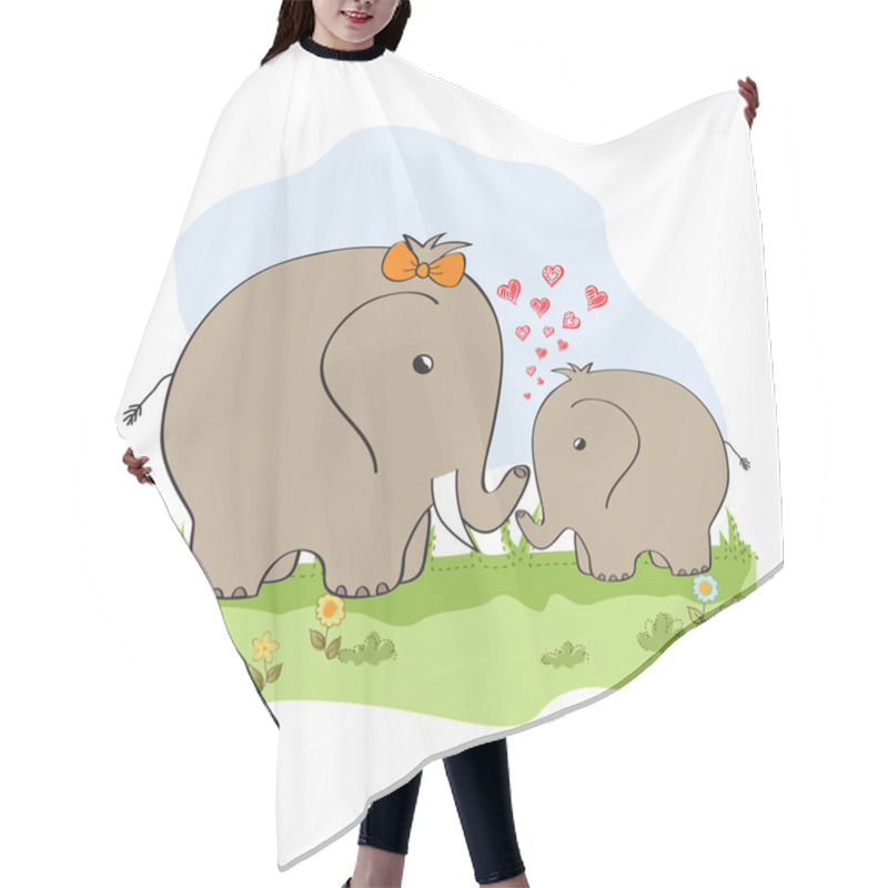 Personality  Baby Elephant And His Mother Hair Cutting Cape