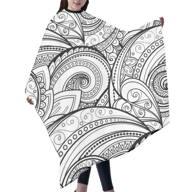 Personality  Seamless Monochrome Floral Pattern Hair Cutting Cape