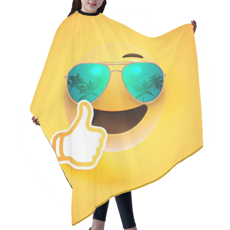 Personality  Realistic Emoticon With Sunglasses And Thumbs Up, Vector Illustr Hair Cutting Cape