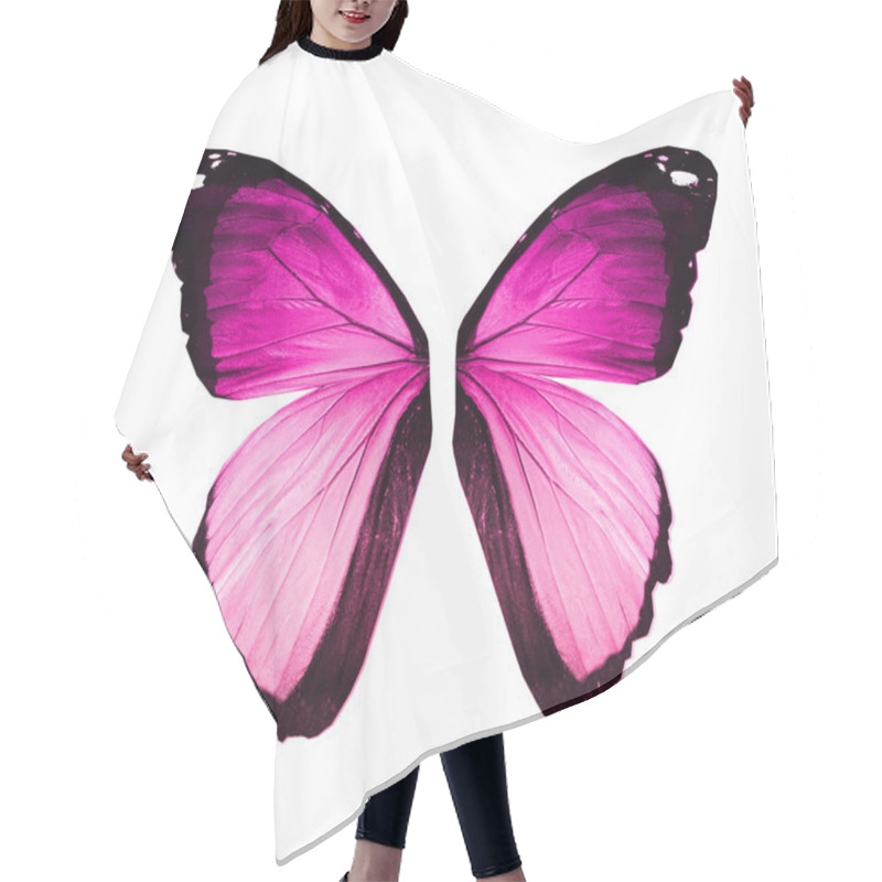 Personality  Morpho Violet Pink Butterfly Wings, Isolated On White Hair Cutting Cape