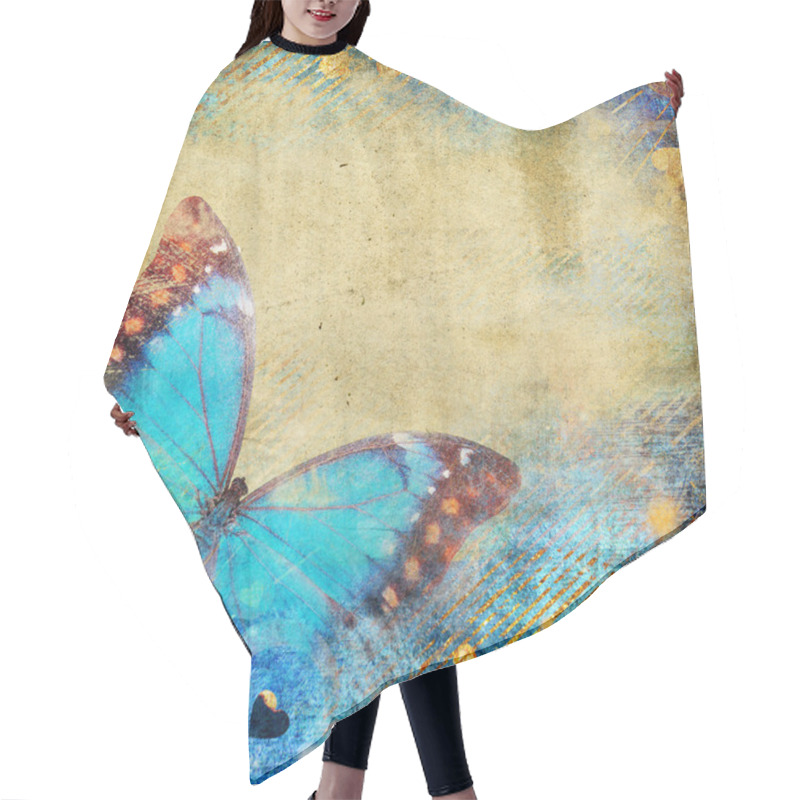 Personality  Abstract Retro Background With Butterfly Hair Cutting Cape