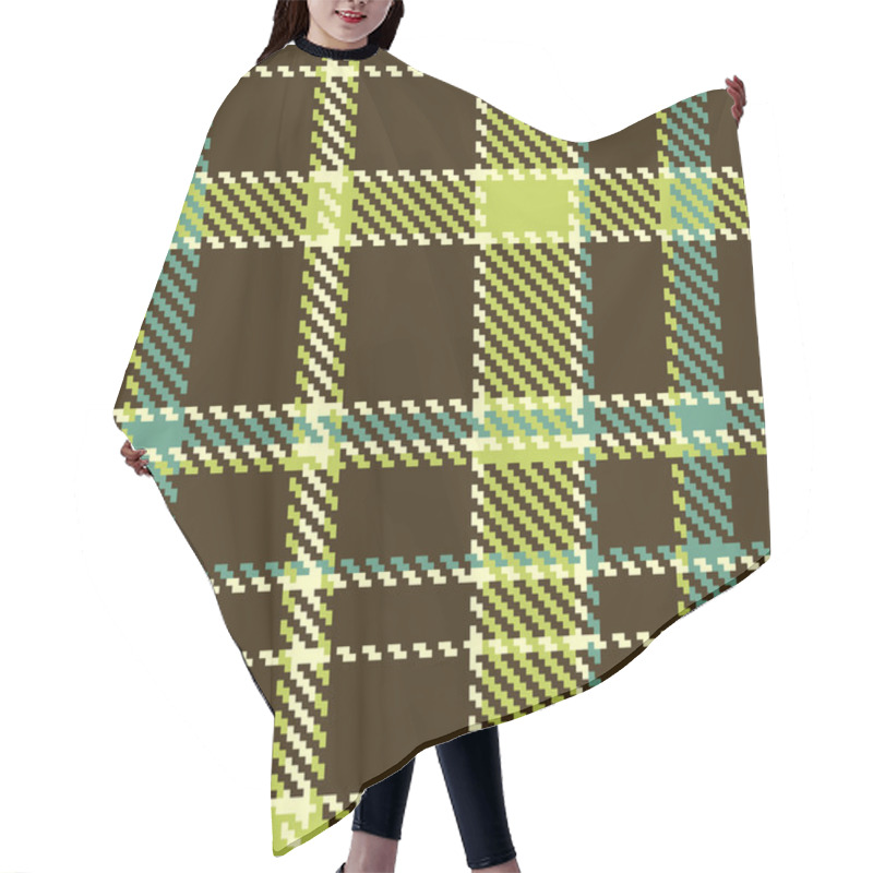 Personality  Seamless Checkered Green Brown Vector Pattern Hair Cutting Cape